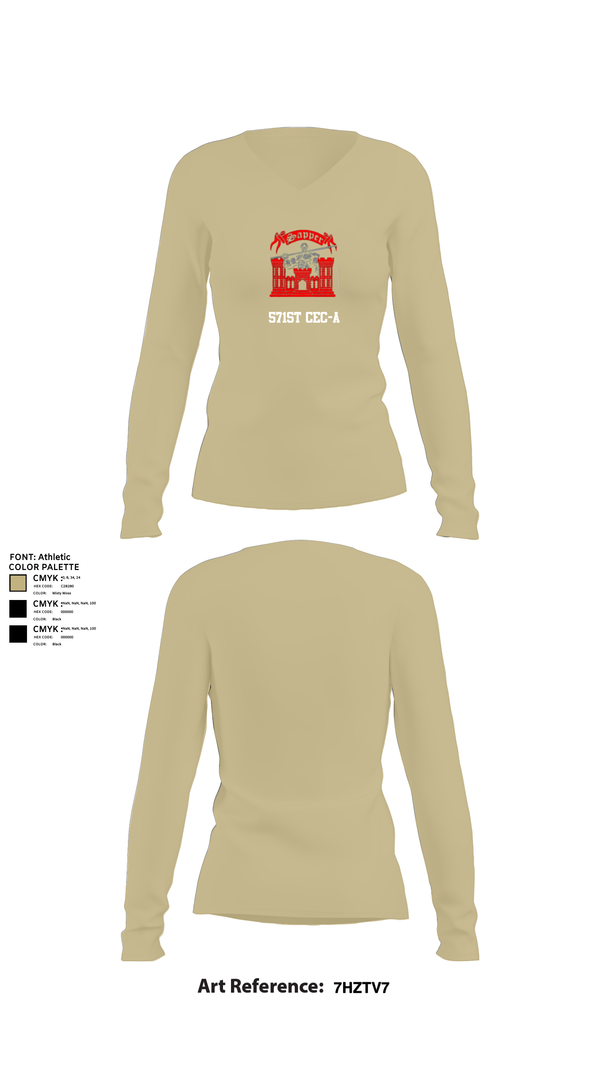 Womens Long Sleeve Vneck Shirt, 571st CEC-A, , Teamtime, Team time, sublimation, custom sports apparel, team uniforms, spirit wear, spiritwear, sports uniforms, custom shirts, team store, custom team store, fundraiser sports, apparel fundraiser