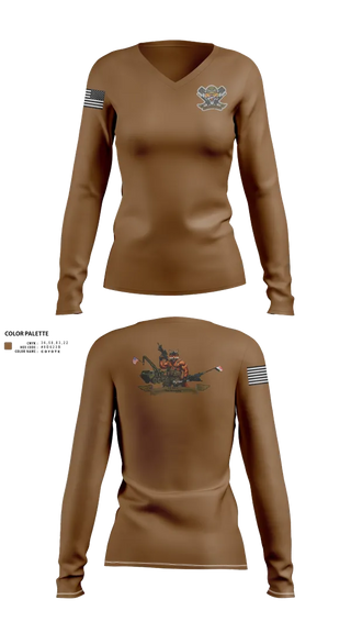 Womens Long Sleeve Vneck Shirt, 3-6 Fox Co., Army, Teamtime, Team time, sublimation, custom sports apparel, team uniforms, spirit wear, spiritwear, sports uniforms, custom shirts, team store, custom team store, fundraiser sports, apparel fundraiser
