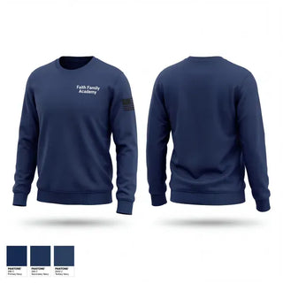 Crew Neck Sweatshirt, Faith Family Academy, Navy, Teamtime, Team time, sublimation, custom sports apparel, team uniforms, spirit wear, spiritwear, sports uniforms, custom shirts, team store, custom team store, fundraiser sports, apparel fundraiser