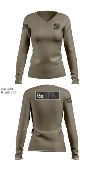 Womens Long Sleeve Vneck Shirt, 525th MWD DET, Army, Teamtime, Team time, sublimation, custom sports apparel, team uniforms, spirit wear, spiritwear, sports uniforms, custom shirts, team store, custom team store, fundraiser sports, apparel fundraiser