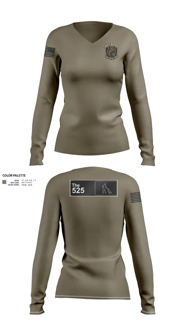 Womens Long Sleeve Vneck Shirt, 525th MWD DET, Army, Teamtime, Team time, sublimation, custom sports apparel, team uniforms, spirit wear, spiritwear, sports uniforms, custom shirts, team store, custom team store, fundraiser sports, apparel fundraiser