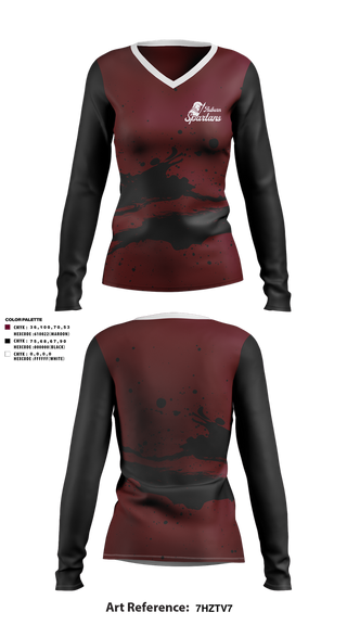 Womens Long Sleeve Vneck Shirt, Auburn Spartans, , Teamtime, Team time, sublimation, custom sports apparel, team uniforms, spirit wear, spiritwear, sports uniforms, custom shirts, team store, custom team store, fundraiser sports, apparel fundraiser