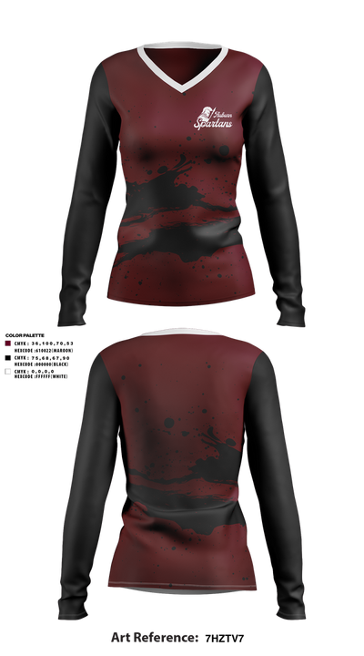 Auburn Spartans 93262128 Women's Long Sleeve V-neck Shirt - 2