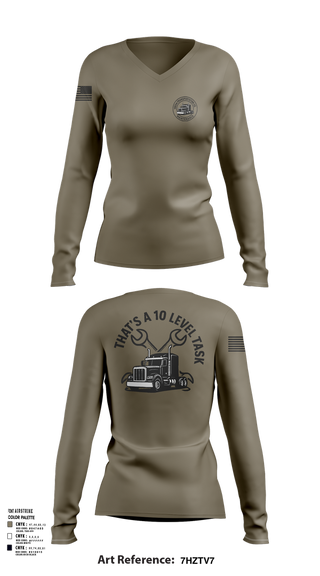 Womens Long Sleeve Vneck Shirt, 1487th Transportation Company, Army, Teamtime, Team time, sublimation, custom sports apparel, team uniforms, spirit wear, spiritwear, sports uniforms, custom shirts, team store, custom team store, fundraiser sports, apparel fundraiser