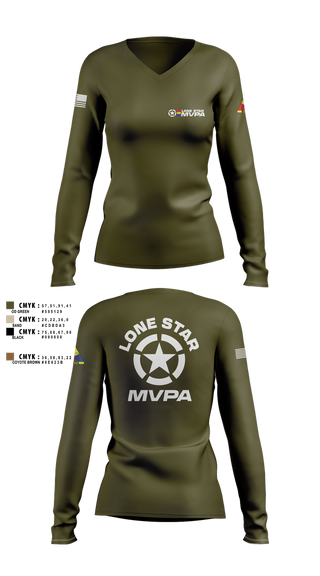 Womens Long Sleeve Vneck Shirt, Lone Star MVPA, , Teamtime, Team time, sublimation, custom sports apparel, team uniforms, spirit wear, spiritwear, sports uniforms, custom shirts, team store, custom team store, fundraiser sports, apparel fundraiser