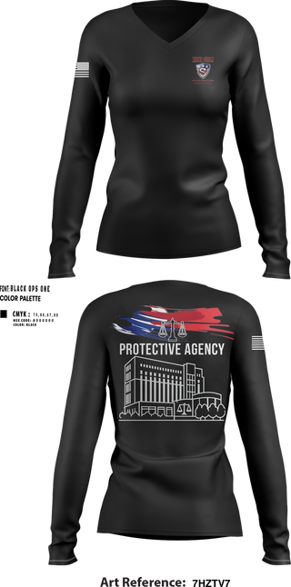 Womens Long Sleeve Vneck Shirt, Vet-Sec Protective agency, , Teamtime, Team time, sublimation, custom sports apparel, team uniforms, spirit wear, spiritwear, sports uniforms, custom shirts, team store, custom team store, fundraiser sports, apparel fundraiser