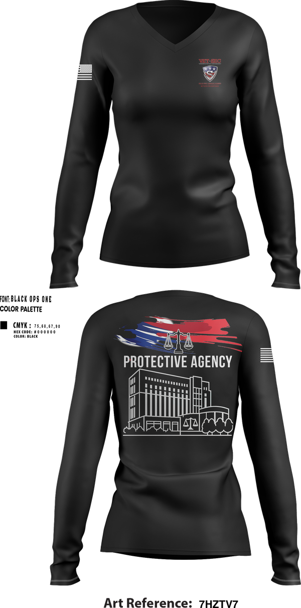 Womens Long Sleeve Vneck Shirt, Vet-Sec Protective agency, , Teamtime, Team time, sublimation, custom sports apparel, team uniforms, spirit wear, spiritwear, sports uniforms, custom shirts, team store, custom team store, fundraiser sports, apparel fundraiser