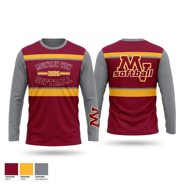 Long Sleeve Performance Shirt, Mountain View Bruins, Softball, Teamtime, Team time, sublimation, custom sports apparel, team uniforms, spirit wear, spiritwear, sports uniforms, custom shirts, team store, custom team store, fundraiser sports, apparel fundraiser