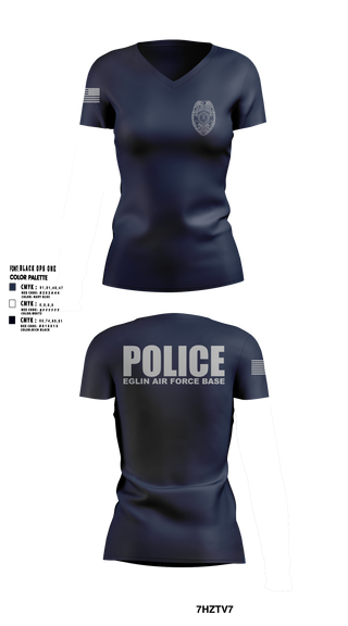 96 SFS / Eglin Police Women's Short Sleeve V-neck Shirt - 6 (DAF BADGE)
