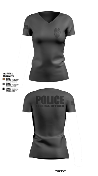 96 SFS / Eglin Police Women's Short Sleeve V-neck Shirt - 7 (DAF BADGE)