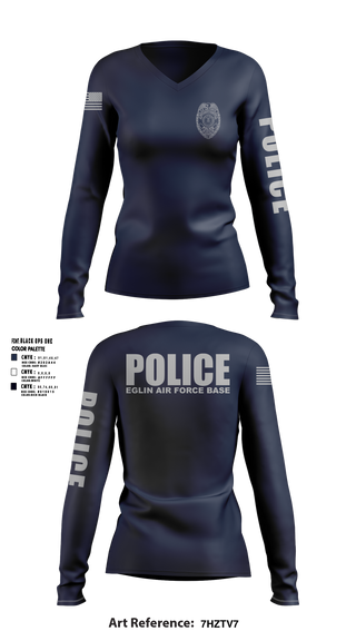 96 SFS / Eglin Police Women's Long Sleeve V-neck Shirt - 6 (DAF BADGE)
