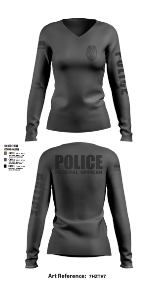 96 SFS / Eglin Police Women's Long Sleeve V-neck Shirt - 7 (DAF BADGE)