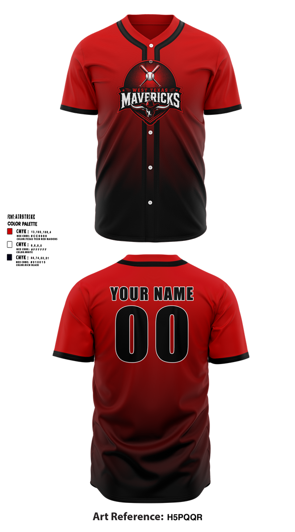 West Texas Mavericks Full Button Baseball Jersey - 5