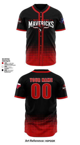West Texas Mavericks Full Button Baseball Jersey - 6