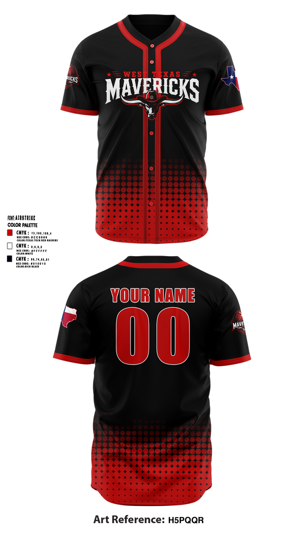 West Texas Mavericks Full Button Baseball Jersey - 6