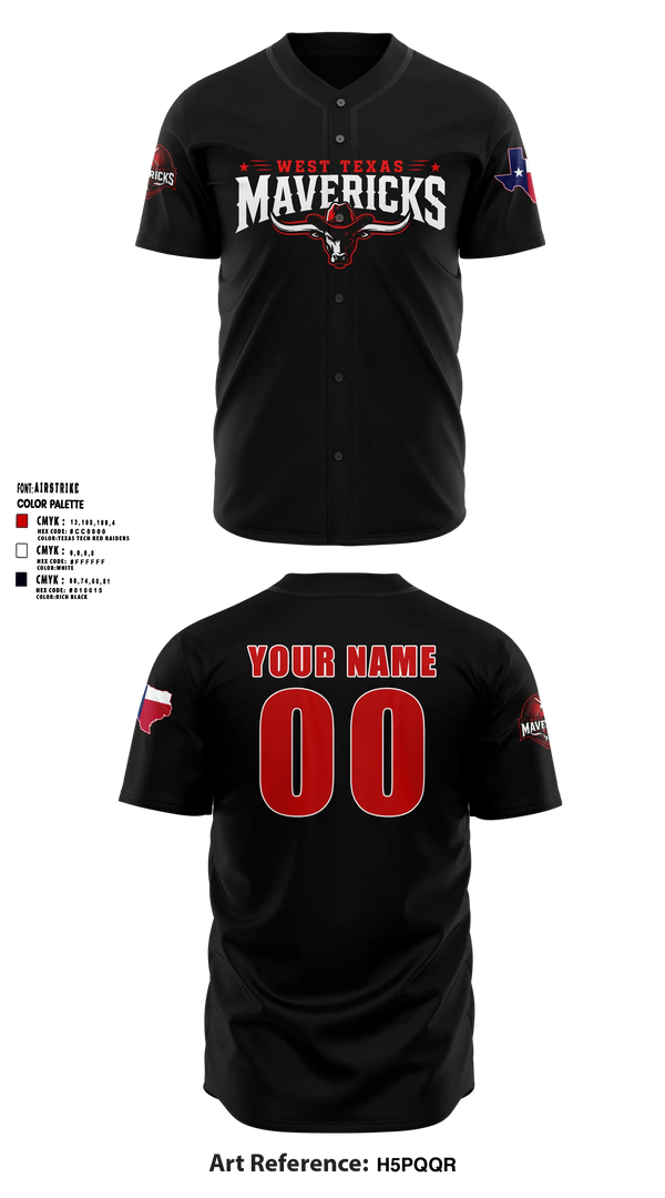 West Texas Mavericks Full Button Baseball Jersey - 8