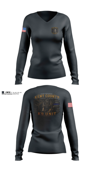 Womens Long Sleeve Vneck Shirt, KCSO K9, Police, Teamtime, Team time, sublimation, custom sports apparel, team uniforms, spirit wear, spiritwear, sports uniforms, custom shirts, team store, custom team store, fundraiser sports, apparel fundraiser