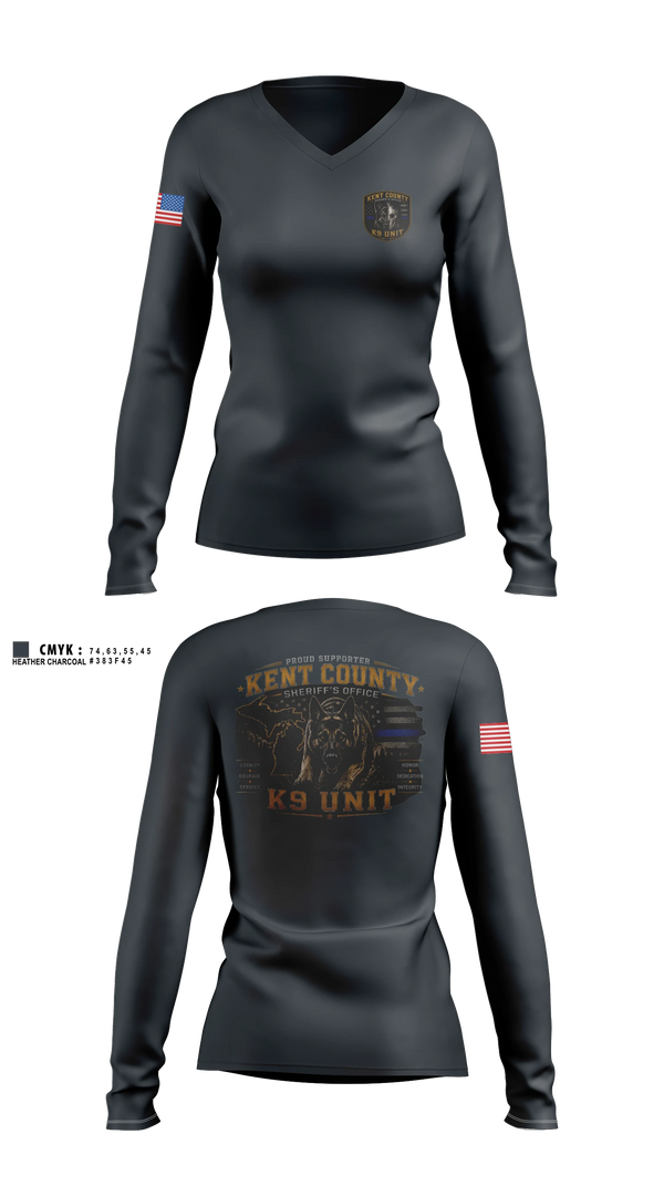 Womens Long Sleeve Vneck Shirt, KCSO K9, Police, Teamtime, Team time, sublimation, custom sports apparel, team uniforms, spirit wear, spiritwear, sports uniforms, custom shirts, team store, custom team store, fundraiser sports, apparel fundraiser