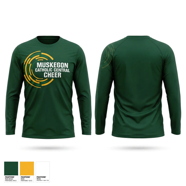 Long Sleeve Performance Shirt, Muskegon Catholic Central Cheer, Cheer, Teamtime, Team time, sublimation, custom sports apparel, team uniforms, spirit wear, spiritwear, sports uniforms, custom shirts, team store, custom team store, fundraiser sports, apparel fundraiser