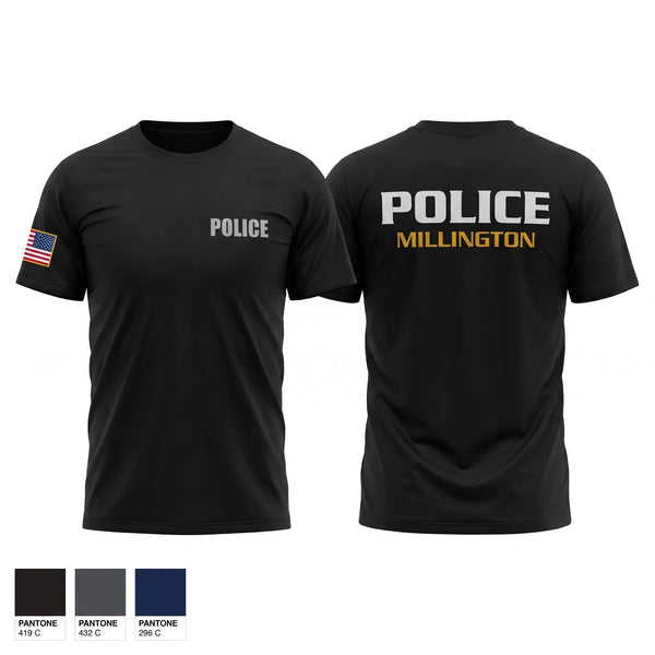 Old School Cotton Feel Shirt, Millington Police Department, Police, Teamtime, Team time, sublimation, custom sports apparel, team uniforms, spirit wear, spiritwear, sports uniforms, custom shirts, team store, custom team store, fundraiser sports, apparel fundraiser