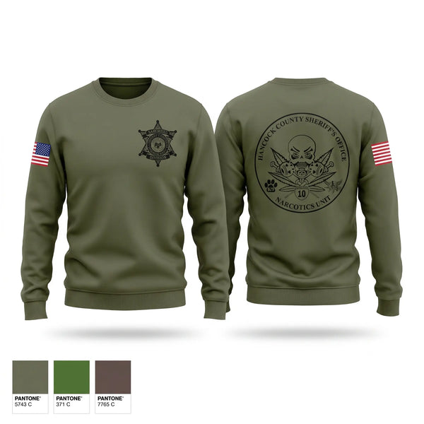 Crew Neck Sweatshirt, HANCOCK County Narcotics, Police, Teamtime, Team time, sublimation, custom sports apparel, team uniforms, spirit wear, spiritwear, sports uniforms, custom shirts, team store, custom team store, fundraiser sports, apparel fundraiser