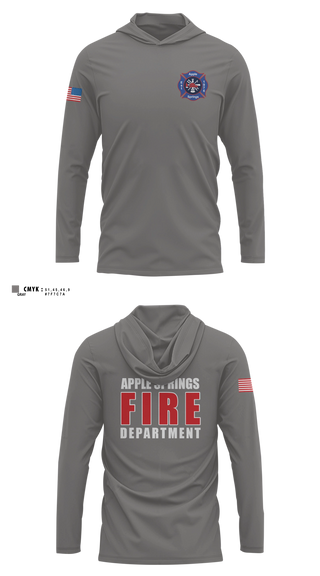 Long Sleeve hooded sunshirt, Apple Springs, Fire Department, Teamtime, Team time, sublimation, custom sports apparel, team uniforms, spirit wear, spiritwear, sports uniforms, custom shirts, team store, custom team store, fundraiser sports, apparel fundraiser