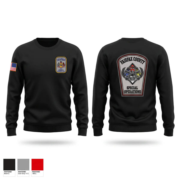 Crew Neck Sweatshirt, Fairfax County Technical Rescue, Fire Department, Teamtime, Team time, sublimation, custom sports apparel, team uniforms, spirit wear, spiritwear, sports uniforms, custom shirts, team store, custom team store, fundraiser sports, apparel fundraiser