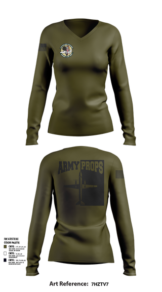 Womens Long Sleeve Vneck Shirt, DET 2 CO A 2-245th AVN, , Teamtime, Team time, sublimation, custom sports apparel, team uniforms, spirit wear, spiritwear, sports uniforms, custom shirts, team store, custom team store, fundraiser sports, apparel fundraiser