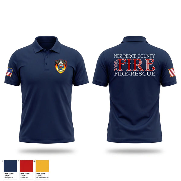 Short Sleeve Performance Polo, Nez Perce County Fire, Fire Department, Teamtime, Team time, sublimation, custom sports apparel, team uniforms, spirit wear, spiritwear, sports uniforms, custom shirts, team store, custom team store, fundraiser sports, apparel fundraiser