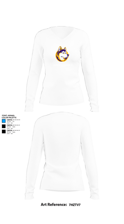 Washington Middle School Jr. Huskies 92271142 Women's Long Sleeve V-neck Shirt - 15