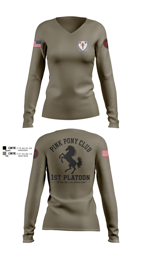 1/182 1st Platoon Women's Long Sleeve V-neck Shirt - 10
