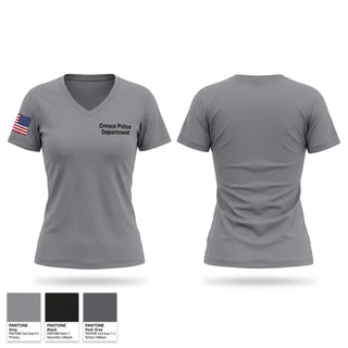 Womens Short Sleeve Vneck Shirt, Cresco Police Department, Police, Teamtime, Team time, sublimation, custom sports apparel, team uniforms, spirit wear, spiritwear, sports uniforms, custom shirts, team store, custom team store, fundraiser sports, apparel fundraiser