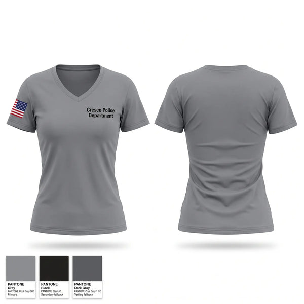 Womens Short Sleeve Vneck Shirt, Cresco Police Department, Police, Teamtime, Team time, sublimation, custom sports apparel, team uniforms, spirit wear, spiritwear, sports uniforms, custom shirts, team store, custom team store, fundraiser sports, apparel fundraiser