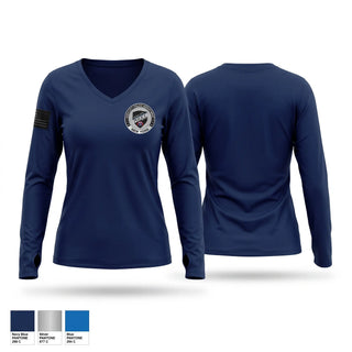 Womens Long Sleeve Vneck Shirt, Endicott Police Department, Police, Teamtime, Team time, sublimation, custom sports apparel, team uniforms, spirit wear, spiritwear, sports uniforms, custom shirts, team store, custom team store, fundraiser sports, apparel fundraiser