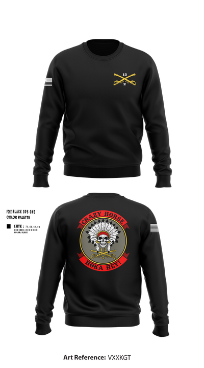 C TROOP 2/13 CAV 77339445 Crew Neck Sweatshirt - 1
