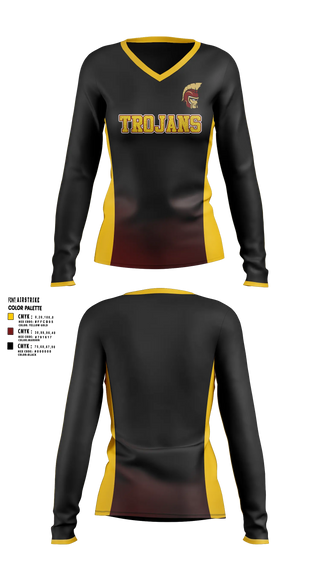 Minnesota State Academy for the Deaf Trojans Women's Long Sleeve V-neck Shirt - 4