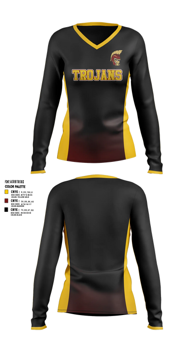 Minnesota State Academy for the Deaf Trojans Women's Long Sleeve V-neck Shirt - 4