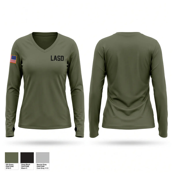 Womens Long Sleeve Vneck Shirt, LASD, Police, Teamtime, Team time, sublimation, custom sports apparel, team uniforms, spirit wear, spiritwear, sports uniforms, custom shirts, team store, custom team store, fundraiser sports, apparel fundraiser
