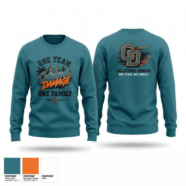 Crew Neck Sweatshirt, Collateral Damage, Softball, Teamtime, Team time, sublimation, custom sports apparel, team uniforms, spirit wear, spiritwear, sports uniforms, custom shirts, team store, custom team store, fundraiser sports, apparel fundraiser