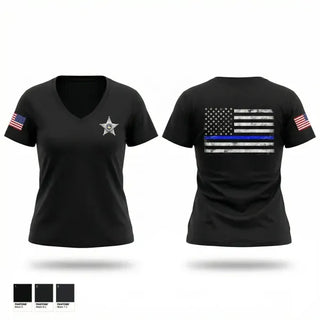 Womens Short Sleeve Vneck Shirt, Shelburn Police Department, Police, Teamtime, Team time, sublimation, custom sports apparel, team uniforms, spirit wear, spiritwear, sports uniforms, custom shirts, team store, custom team store, fundraiser sports, apparel fundraiser