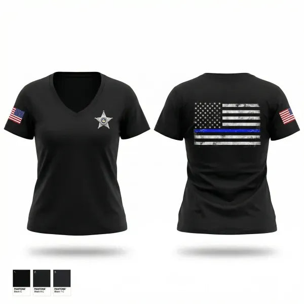 Womens Short Sleeve Vneck Shirt, Shelburn Police Department, Police, Teamtime, Team time, sublimation, custom sports apparel, team uniforms, spirit wear, spiritwear, sports uniforms, custom shirts, team store, custom team store, fundraiser sports, apparel fundraiser