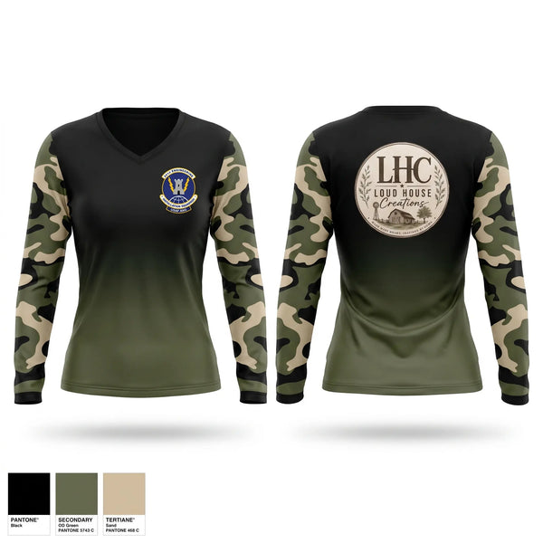 Womens Long Sleeve Vneck Shirt, LoudHouse Creations, , Teamtime, Team time, sublimation, custom sports apparel, team uniforms, spirit wear, spiritwear, sports uniforms, custom shirts, team store, custom team store, fundraiser sports, apparel fundraiser