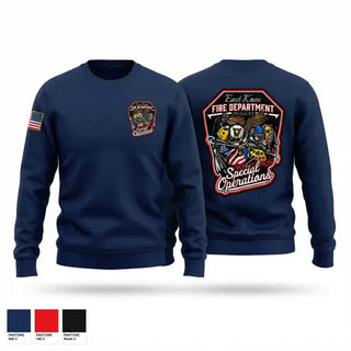 Crew Neck Sweatshirt, East Knox Special Ops, Fire Department, Teamtime, Team time, sublimation, custom sports apparel, team uniforms, spirit wear, spiritwear, sports uniforms, custom shirts, team store, custom team store, fundraiser sports, apparel fundraiser