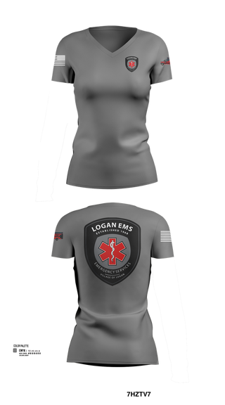 Womens Short Sleeve Vneck Shirt, Logan EMS, , Teamtime, Team time, sublimation, custom sports apparel, team uniforms, spirit wear, spiritwear, sports uniforms, custom shirts, team store, custom team store, fundraiser sports, apparel fundraiser