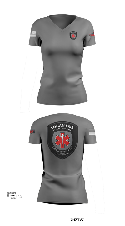 Logan EMS 80686657 Women's Short Sleeve V-neck Shirt - 2