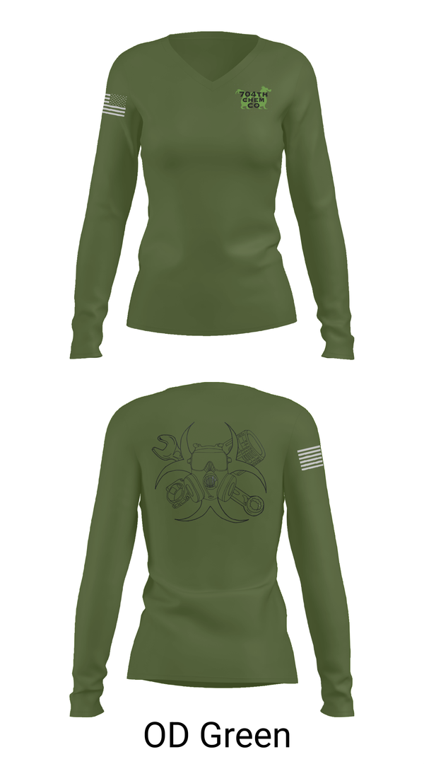 Womens Long Sleeve Vneck Shirt, 704th Chem Co, , Teamtime, Team time, sublimation, custom sports apparel, team uniforms, spirit wear, spiritwear, sports uniforms, custom shirts, team store, custom team store, fundraiser sports, apparel fundraiser