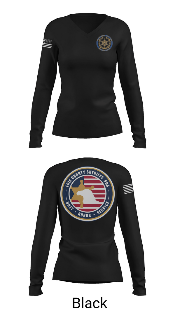 Womens Long Sleeve Vneck Shirt, Erie County Sheriff's Office PBA, Police, Teamtime, Team time, sublimation, custom sports apparel, team uniforms, spirit wear, spiritwear, sports uniforms, custom shirts, team store, custom team store, fundraiser sports, apparel fundraiser