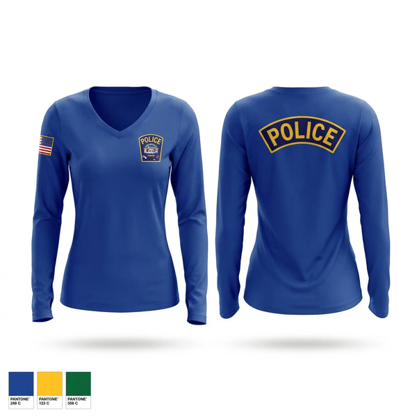 Womens Long Sleeve Vneck Shirt, Greeneville Police, Police, Teamtime, Team time, sublimation, custom sports apparel, team uniforms, spirit wear, spiritwear, sports uniforms, custom shirts, team store, custom team store, fundraiser sports, apparel fundraiser