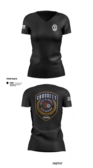 Womens Short Sleeve Vneck Shirt, Crossett Police Department, Police, Teamtime, Team time, sublimation, custom sports apparel, team uniforms, spirit wear, spiritwear, sports uniforms, custom shirts, team store, custom team store, fundraiser sports, apparel fundraiser