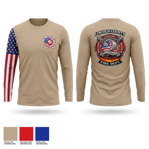 Long Sleeve Performance Shirt, Lincoln County fire department station 2, Fire Department, Teamtime, Team time, sublimation, custom sports apparel, team uniforms, spirit wear, spiritwear, sports uniforms, custom shirts, team store, custom team store, fundraiser sports, apparel fundraiser